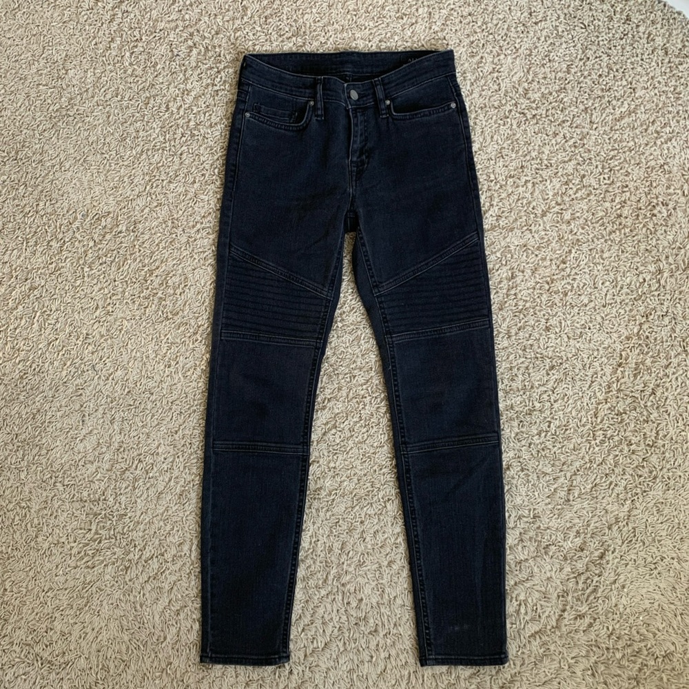 All Saints biker cropped size 24 black Moto skinny jeans